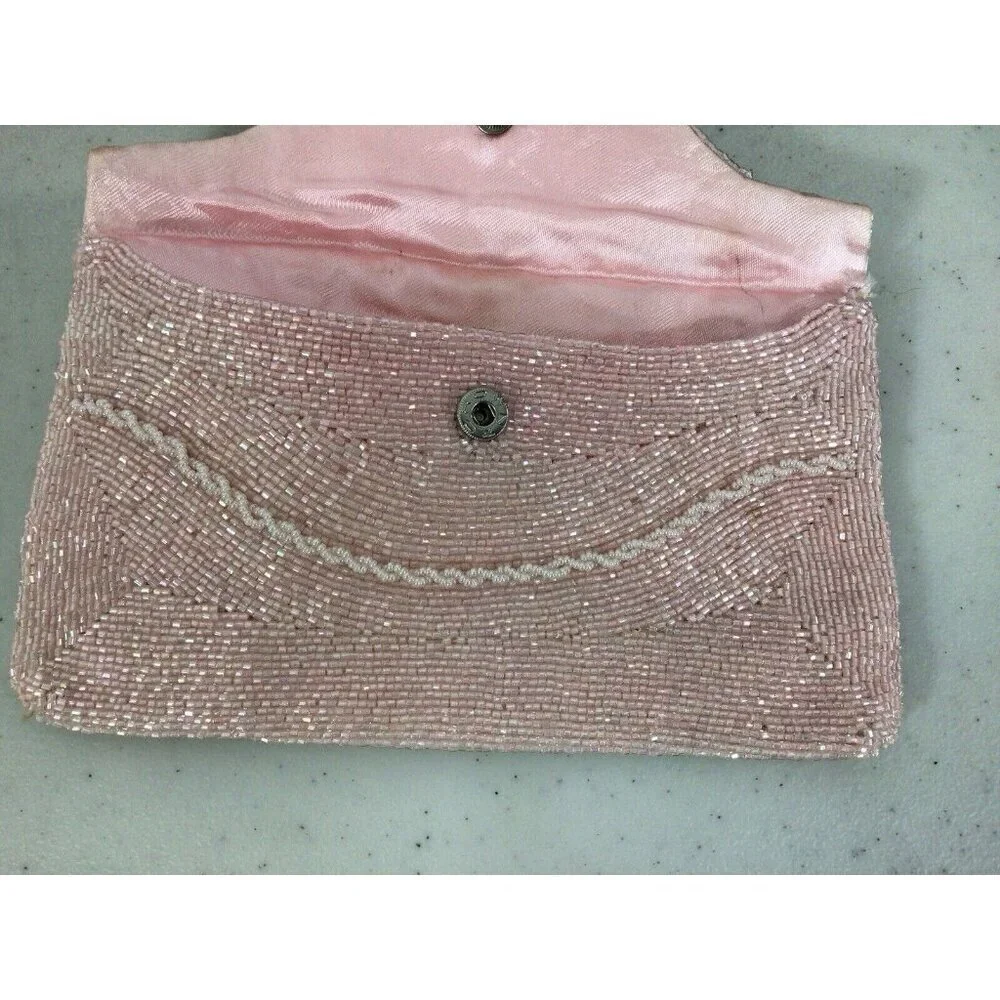 Richer Pink Sequin Beaded Bag Clutch Made in Japan